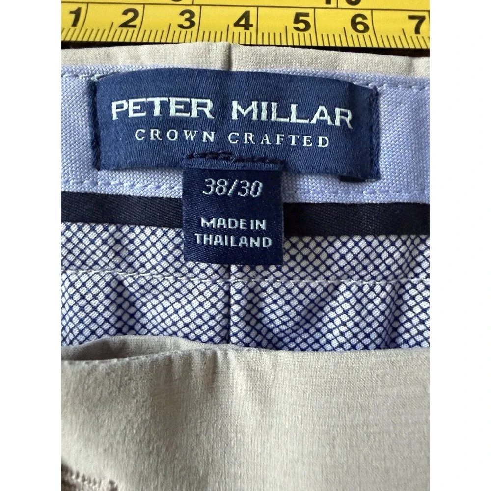 Peter Millar Crown Crafted Surge Performance Pant Trousers Logo Khaki 38x30 JBHS